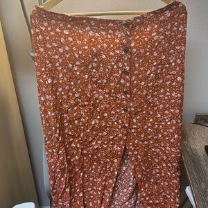 Orange Button-Front Printed Midi Skirt - Wild Fable from Target
